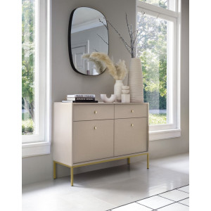 Комод Perfect Home Моно / Mono MKSZ104 2-дверный с 2 ящиками и золотыми ножками Беж песочный