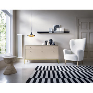 Комод Perfect Home Моно / Mono MKSZ154 3-дверный с 3 ящиками и золотыми ножками Беж песочный