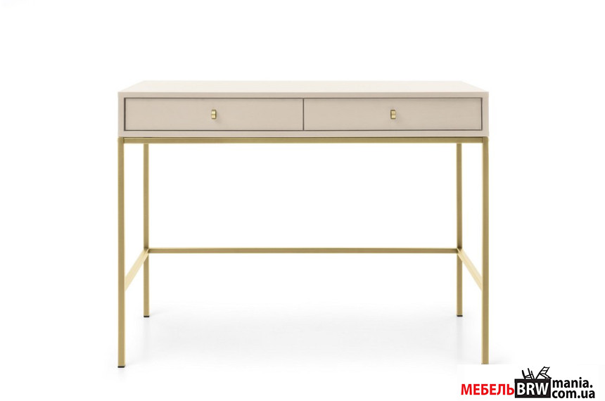 Стол туалетный Perfect Home Моно / Mono MT104 с 2 ящиками и золотыми ножками Беж песочный