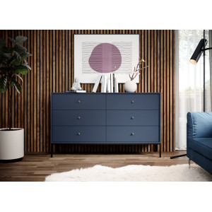 Комод Perfect Home Моно / Mono MKS154 с 6 ящиками и черными ножками Гранат