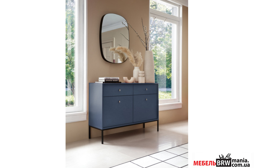 Комод Perfect Home Моно / Mono MKSZ104 2-дверный с 2 ящиками и черными ножками Гранат