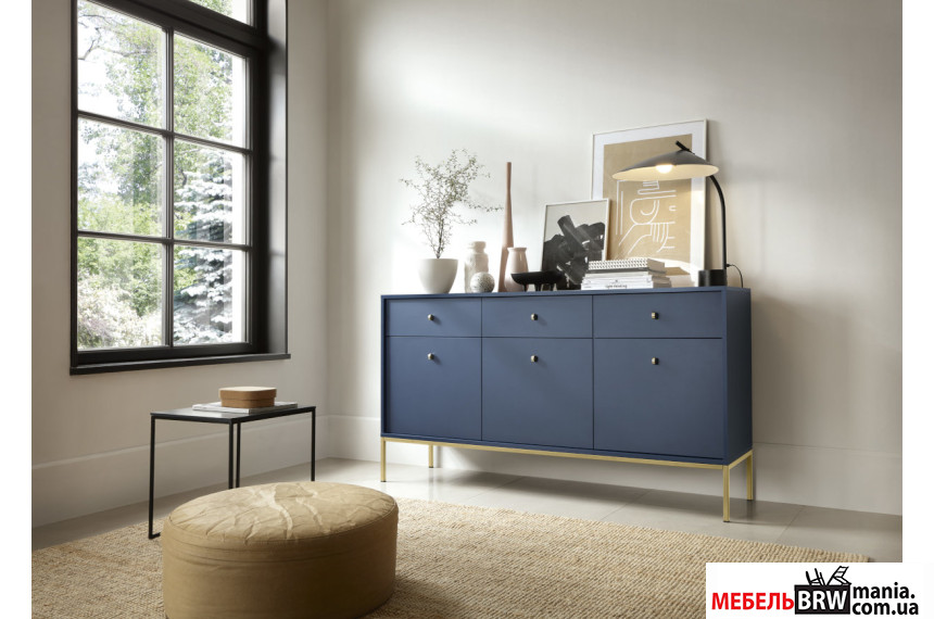 Комод Perfect Home Моно / Mono MKSZ154 3-дверный с 3 ящиками и золотыми ножками Гранат