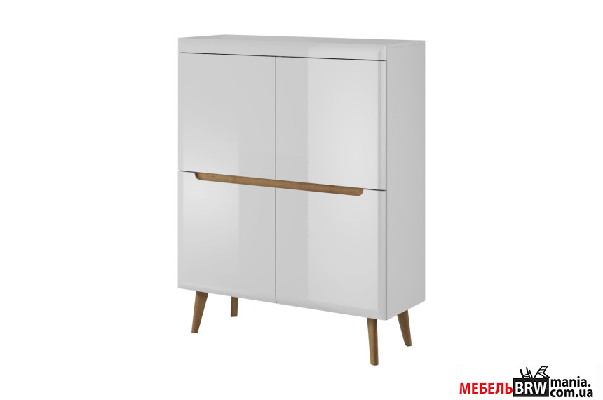 Комод высокий Perfect Home Норди / Nordi NK107 4-дверный Белый/белый глянец