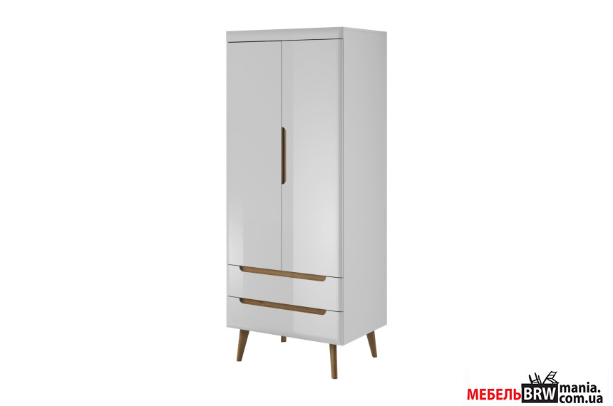 Шкаф платяной Perfect Home Норди / Nordi NSZ80 2-дверный Белый/белый глянец