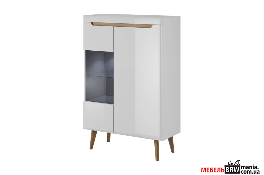 Витрина низкая Perfect Home Норди / Nordi NWT90 2-дверная Белый/белый глянец