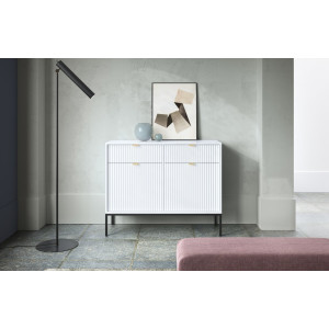 Комод Perfect Home Нова / Nova KSZ104 2-дверный с 2 ящиками и черными ножками Белый