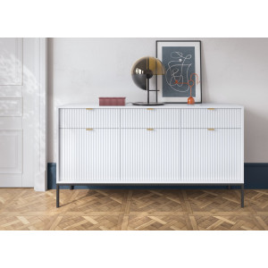 Комод Perfect Home Нова / Nova KSZ154 3-дверный с 3 ящиками и черными ножками Белый