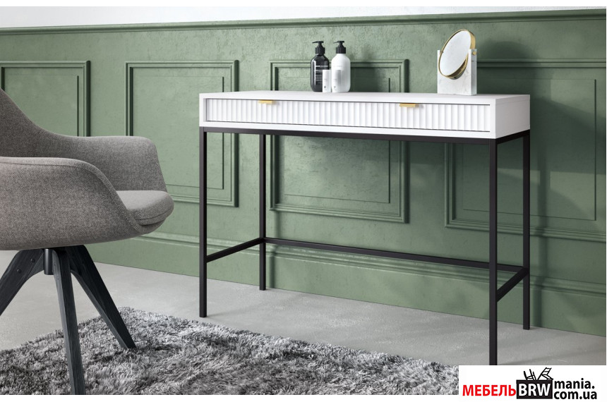 Стол туалетный Perfect Home Нова / Nova T104 с 2 ящиками и черными ножками Белый