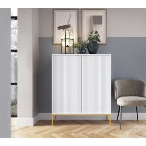 Комод высокий Perfect Home Нова / Nova K104 2-дверный с золотыми ножками Белый