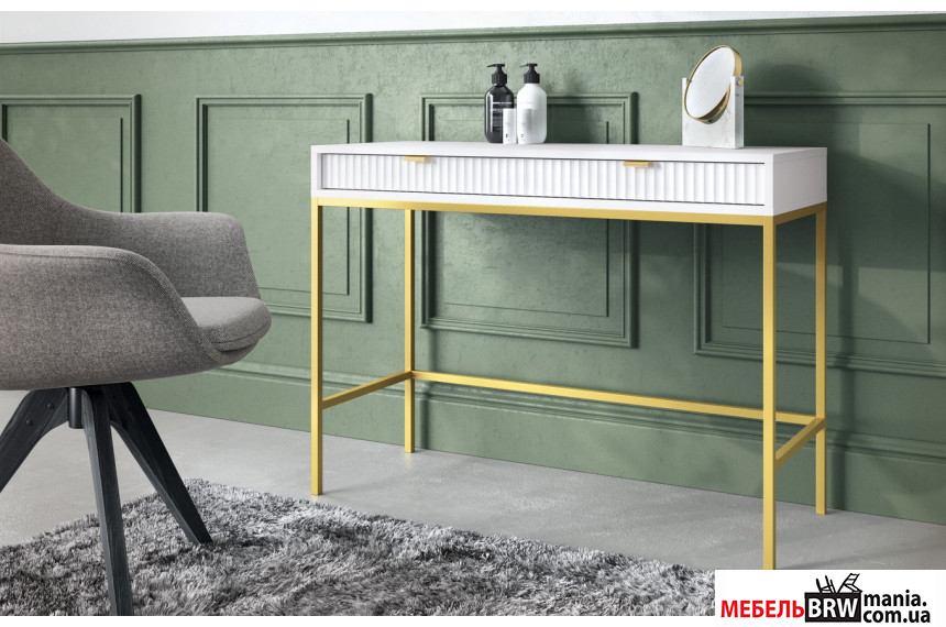 Стол туалетный Perfect Home Нова / Nova T104 с 2 ящиками и золотыми ножками Белый