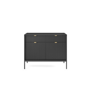 Комод Perfect Home Нова / Nova KSZ104 2-дверный с 2 ящиками и черными ножками Черный