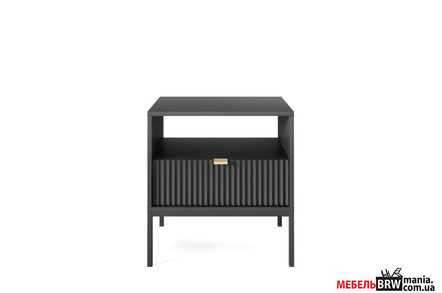 Тумба прикроватная Perfect Home Нова / Nova S54 с 1 ящиком и черными ножками Черный