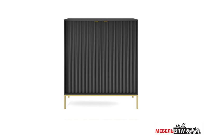 Комод высокий Perfect Home Нова / Nova K104 2-дверный с золотыми ножками Черный