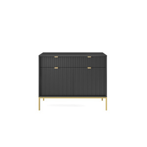 Комод Perfect Home Нова / Nova KSZ104 2-дверный с 2 ящиками и золотыми ножками Черный