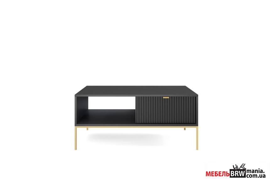 Стол журнальный Perfect Home Нова / Nova L104 с 2 ящиками и золотыми ножками Черный