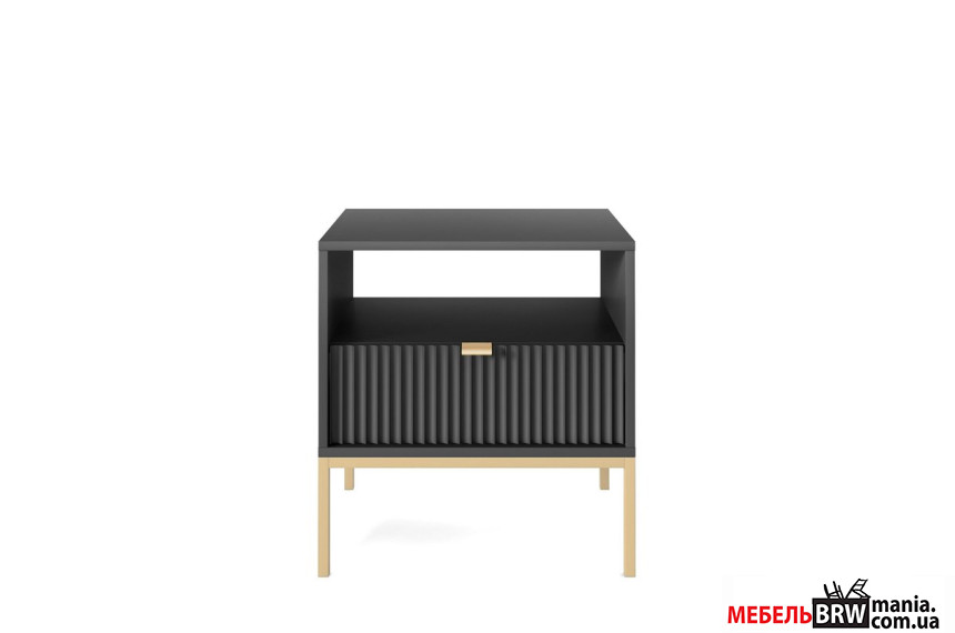 Тумба прикроватная Perfect Home Нова / Nova S54 с 1 ящиком и золотыми ножками Черный