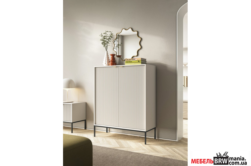 Комод высокий Perfect Home Нова / Nova K104 2-дверный с черными ножками Кашемир