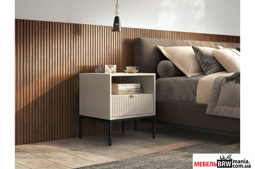 Тумба прикроватная Perfect Home Нова / Nova S54 с 1 ящиком и черными ножками Кашемир