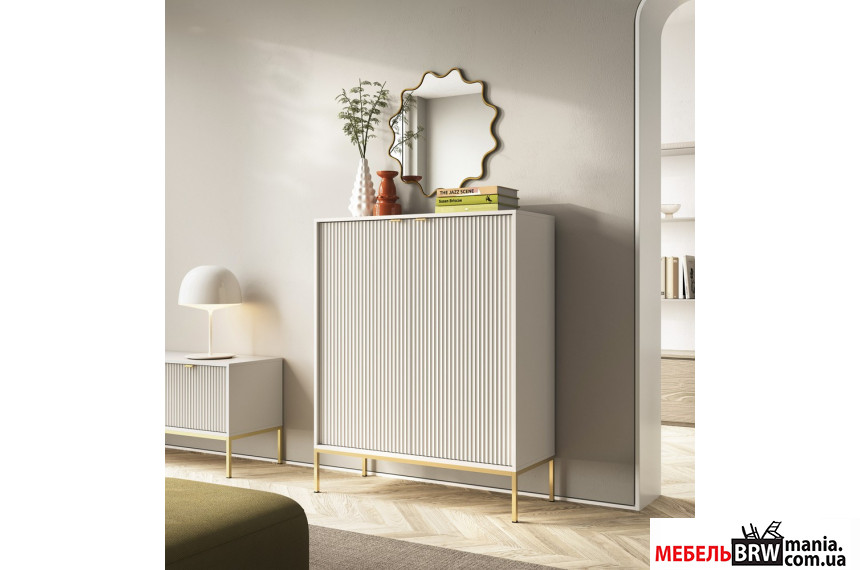 Комод высокий Perfect Home Нова / Nova K104 2-дверный с золотыми ножками Кашемир