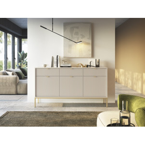 Комод Perfect Home Нова / Nova KSZ154 3-дверный с 3 ящиками и золотыми ножками Кашемир