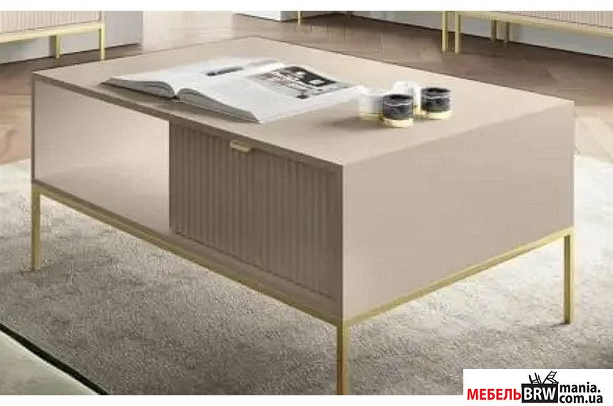 Стол журнальный Perfect Home Нова / Nova L104 с 2 ящиками и золотыми ножками Кашемир