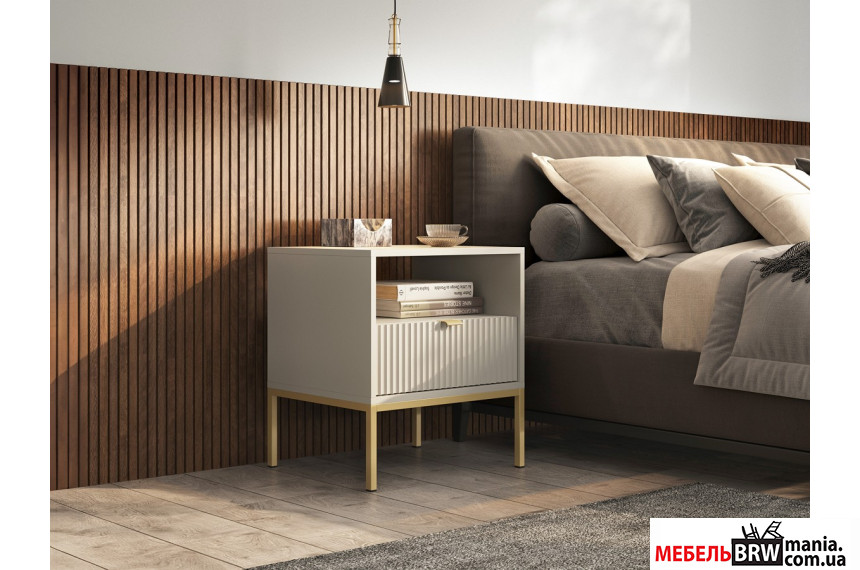 Тумба прикроватная Perfect Home Нова / Nova S54 с 1 ящиком и золотыми ножками Кашемир