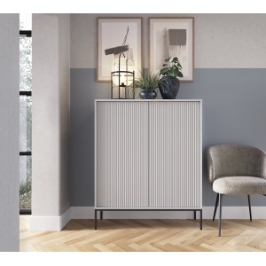 Комод высокий Perfect Home Нова / Nova K104 2-дверный с черными ножками Серый