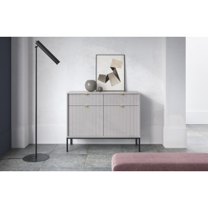 Комод Perfect Home Нова / Nova KSZ104 2-дверный с 2 ящиками и черными ножками Серый