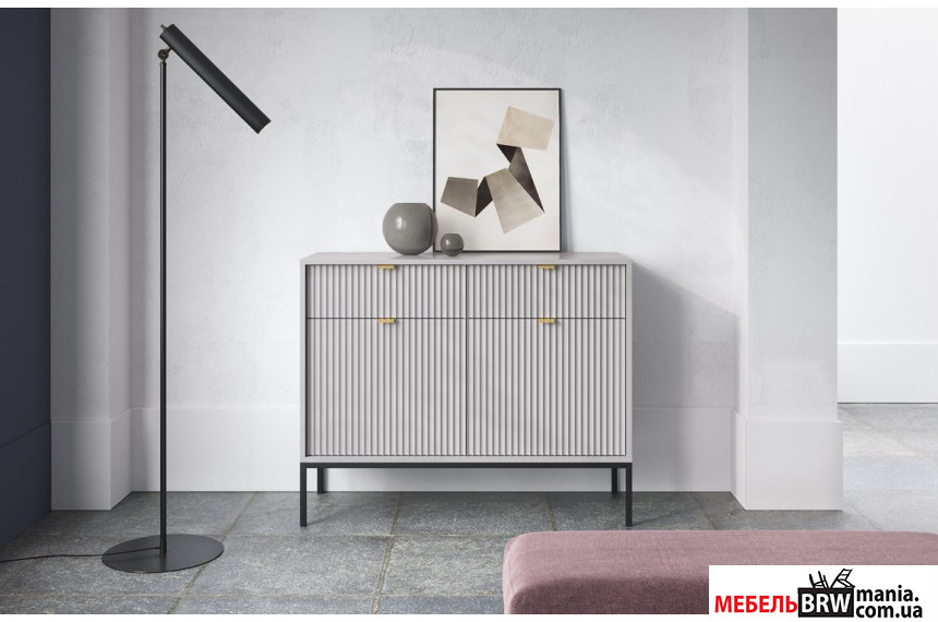 Комод Perfect Home Нова / Nova KSZ104 2-дверний з 2 шухлядами і чорними ніжками Сірий