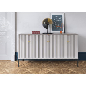 Комод Perfect Home Нова / Nova KSZ154 3-дверный с 3 ящиками и черными ножками Серый