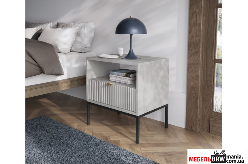 Тумба прикроватная Perfect Home Нова / Nova S54 с 1 ящиком и черными ножками Серый