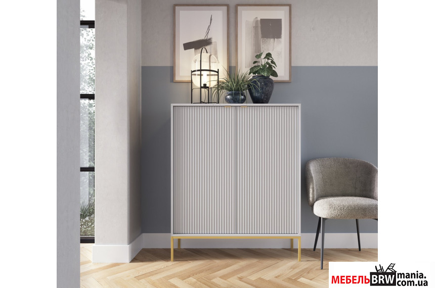Комод високий Perfect Home Нова / Nova K104 2-дверний з золотими ніжками Сірий