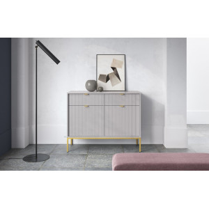 Комод Perfect Home Нова / Nova KSZ104 2-дверный с 2 ящиками и золотыми ножками Серый