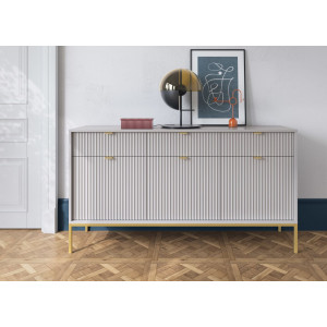 Комод Perfect Home Нова / Nova KSZ154 3-дверный с 3 ящиками и золотыми ножками Серый