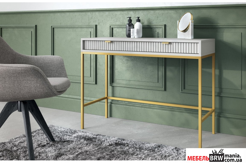 Стол туалетный Perfect Home Нова / Nova T104 с 2 ящиками и золотыми ножками Серый