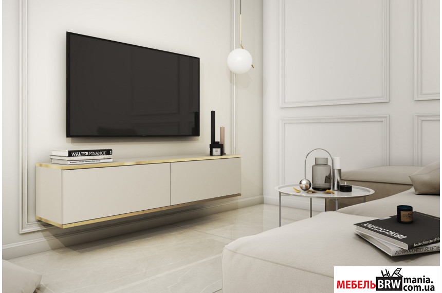 Тумба под ТВ навесная Perfect Home Оро / Oro RTV135 2-дверная Бежевый