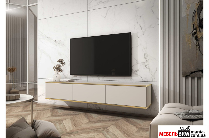 Тумба под ТВ навесная Perfect Home Оро / Oro RTV175 3-дверная Бежевый