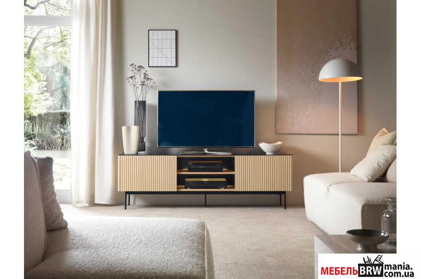 Тумба под ТВ с подсветкой Perfect Home Орта / Orta RTV180 2-дверная Дуб виченца