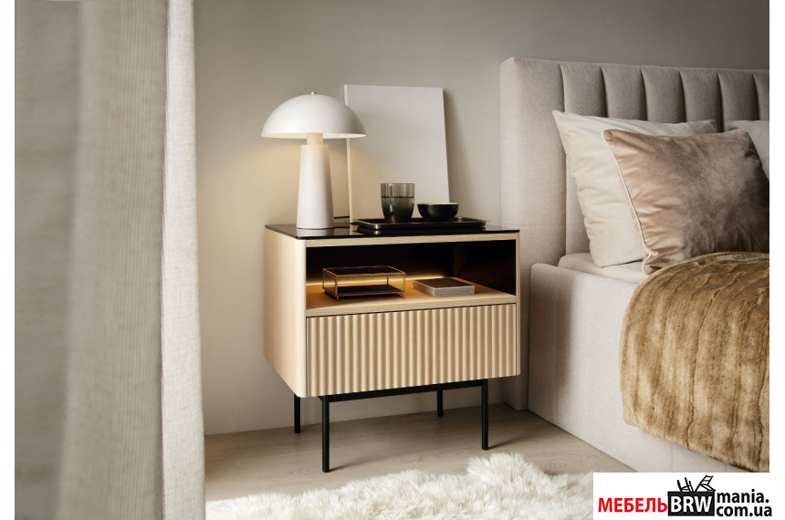 Тумба прикроватная с подсветкой Perfect Home Орта / Orta S57 с 1 ящиком Дуб виченца