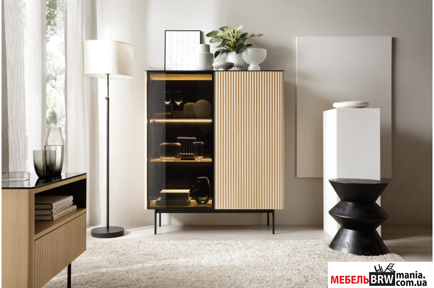 Витрина низкая с подсветкой Perfect Home Орта / Orta WT107 2-дверная Дуб виченца