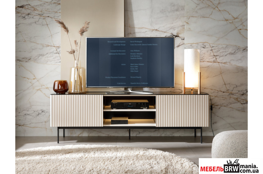 Тумба под ТВ с подсветкой Perfect Home Орта / Orta RTV180 2-дверная Кашемир