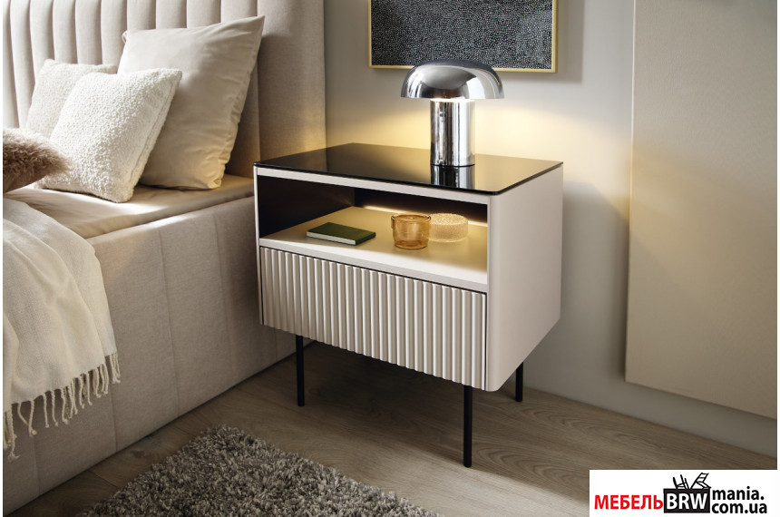 Тумба прикроватная с подсветкой Perfect Home Орта / Orta S57 с 1 ящиком Кашемир