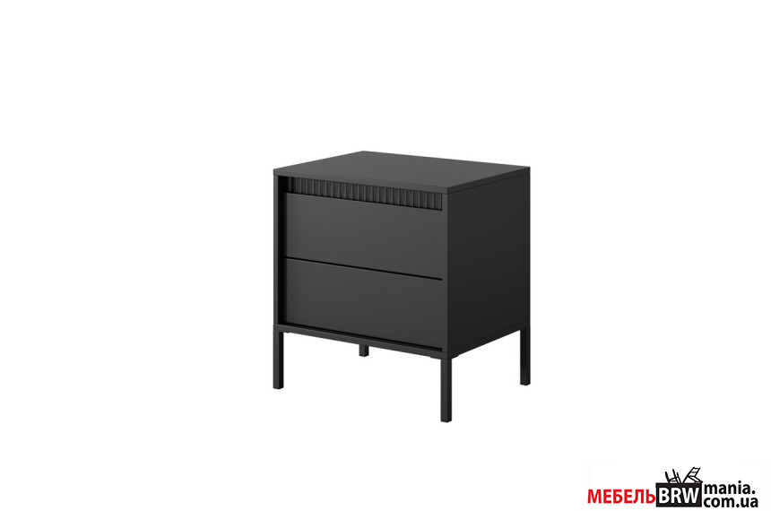 Тумба прикроватная Perfect Home Сенсо / Senso 2S/53 с 2 ящиками Черный