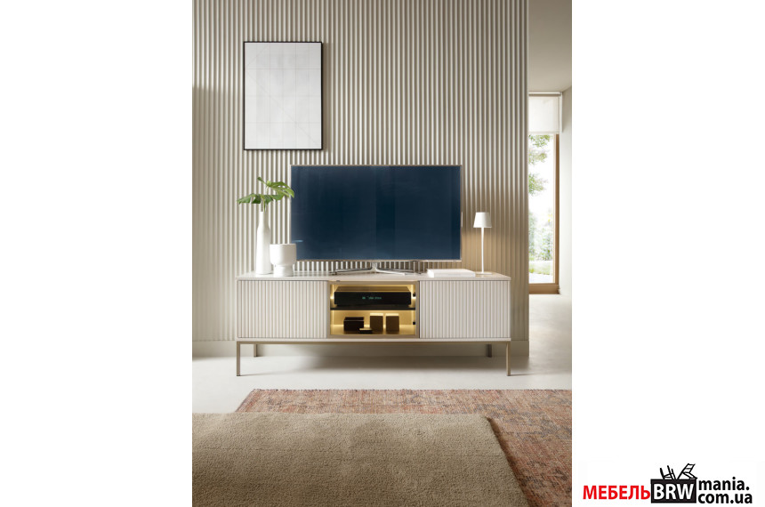 Тумба под ТВ с подсветкой Perfect Home Сенто / Sento RTV154 3-дверная Кашемир