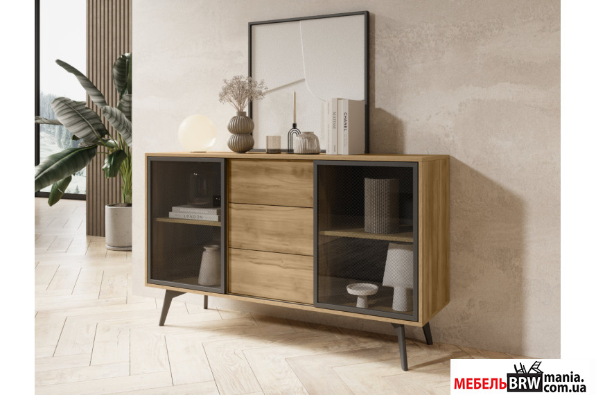 Комод Perfect Home Слайд / Slide KSZ144 2-дверний з 3 шухлядами Дуб бароковий золотий
