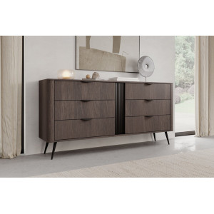 Комод Perfect Home Верис / Veris 6S/163 с 6 ящиками Дуб дунин/черный