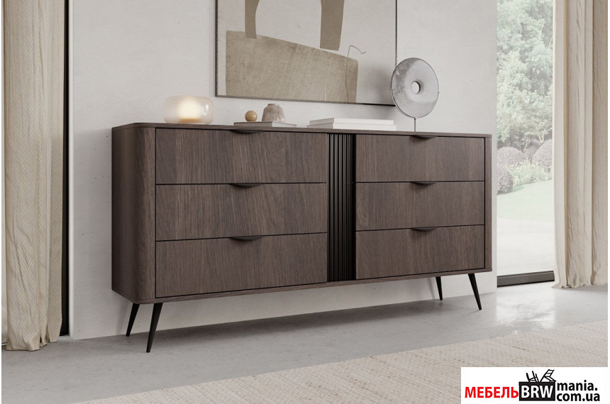 Комод Perfect Home Верис / Veris 6S/163 с 6 ящиками Дуб дунин/черный