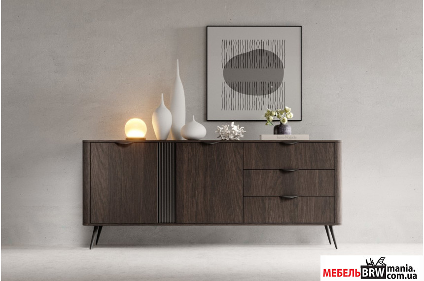 Комод Perfect Home Верис / Veris 2D3S/195 2-дверный с 3 ящиками Дуб дунин/черный