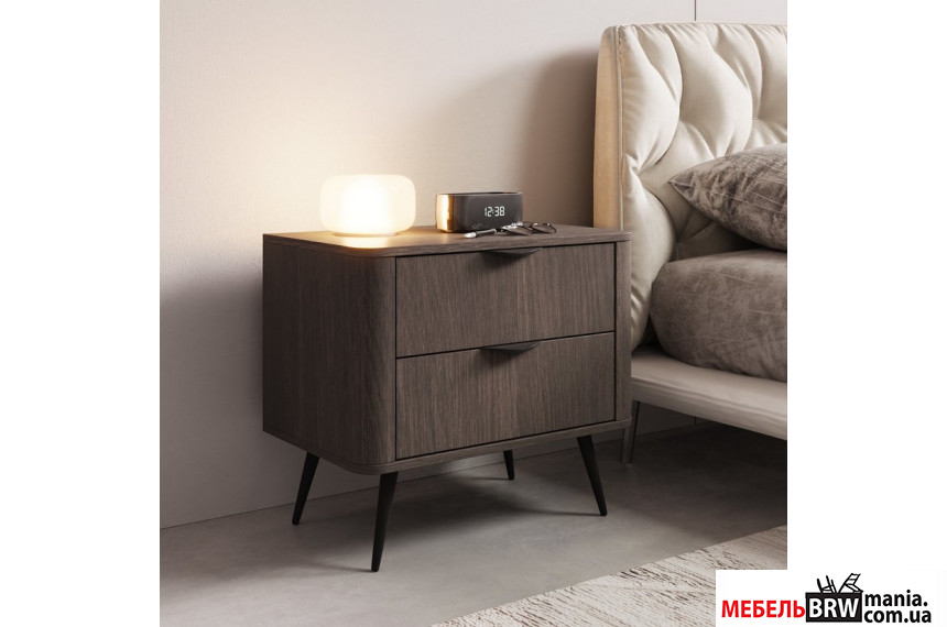Тумба прикроватная Perfect Home Верис / Veris 2S/63 с 2 ящиками Дуб дунин/черный
