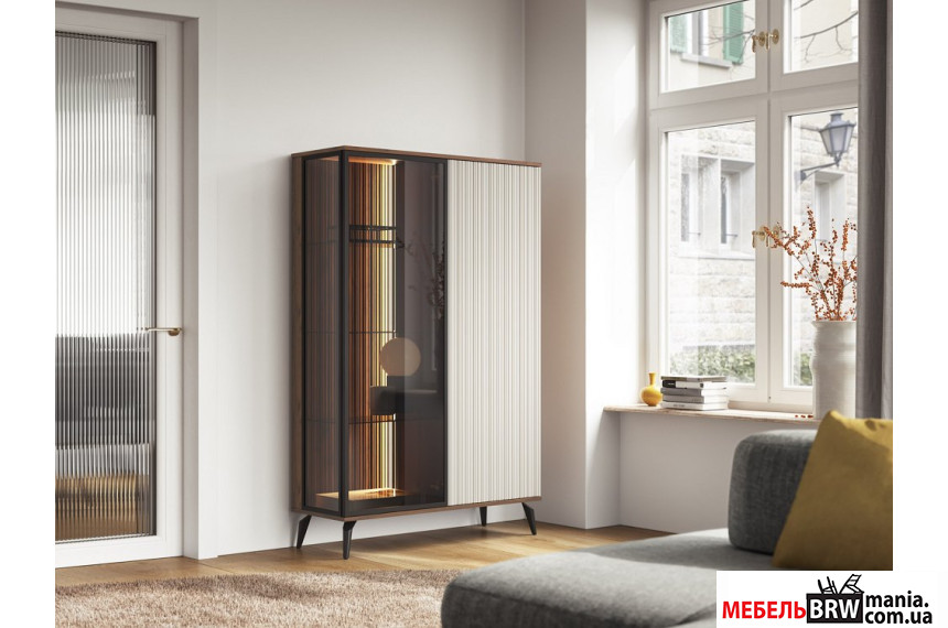 Вітрина з підсвіткою Perfect Home Вічі / Vici WT103 2-дверна Горіх/кашемір